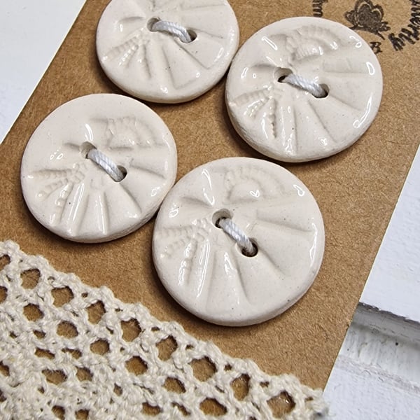 Set of four Handmade Ceramic Buttons 