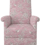 Fireside Chair Armchair Finch Toile Fabric Accent Birds Small Floral Pink Adult