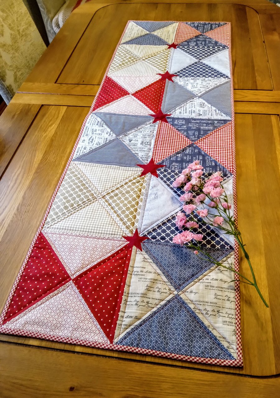 American Diner style patchwork QUILT table runner