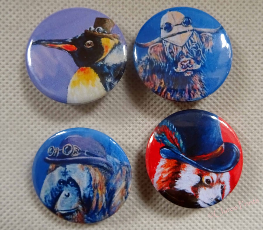 Steampunk Animal Art Badges Buttons Pirate Cosplay