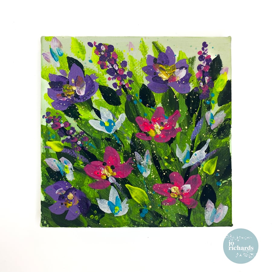 'English Meadow' Acrylic on Canvas 10x10cm Original Painting