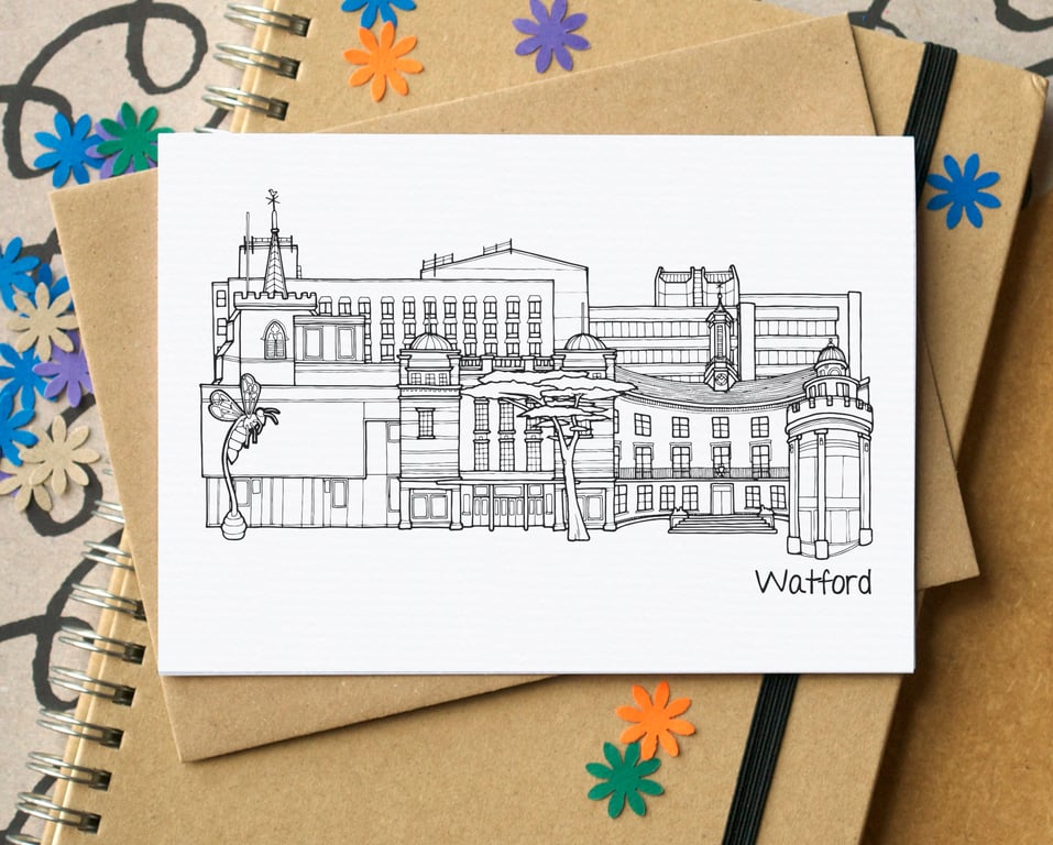 Watford Skyline Greetings Card