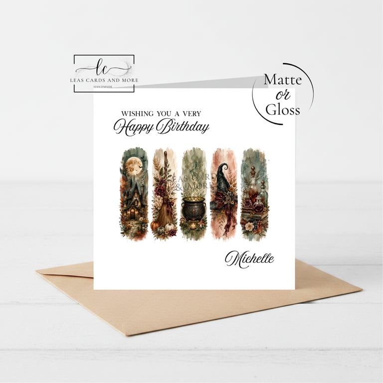Witch Brushstroke Happy Birthday Card