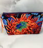 Floral makeup bag, Chrysanthemum zip bag, 2 size options, Handmade - Image 4