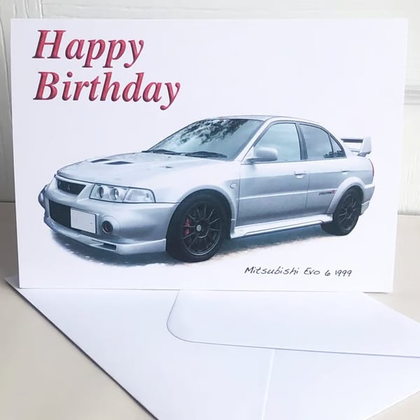 Mitsubishi Evo6 1999 - Birthday, Anniversary, Retirement or Plain Card