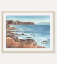 Coastal Cliff Watercolor Art Print, Seaside Landscape Wall Art, Ocean View Decor