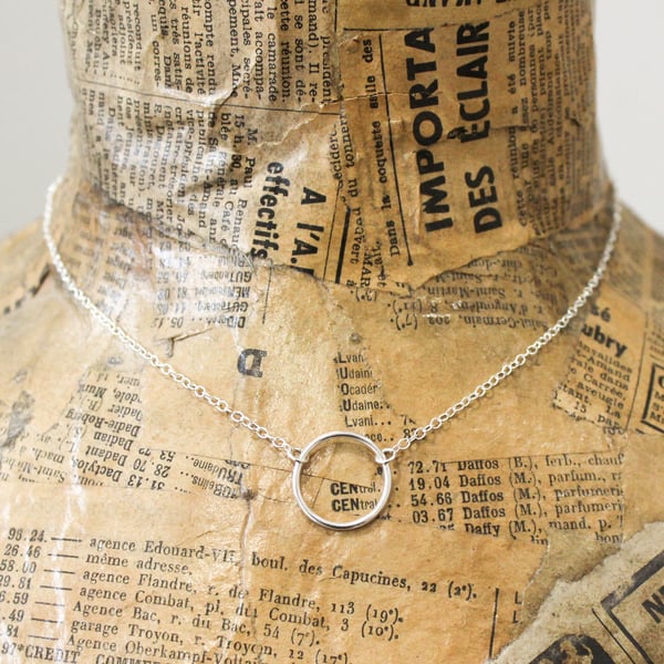 Spirit necklace, circle necklace, silver circle