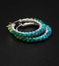 Blue green gemstone sterling silver hoop earrings 