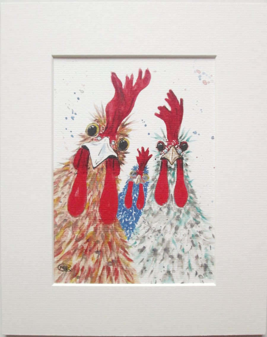 Curious Chicken Print with mount