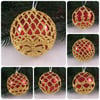 Christmas baubles boxed set of 6 large decorated with crochet lace (A1)