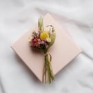 Dried Flower Mini Posy in a pale pink Gift Box Pink and Yellow