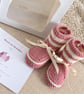 October Birthstone Baby Booties – Hand Knitted Pink & Cream Keepsake Gift - Image 2