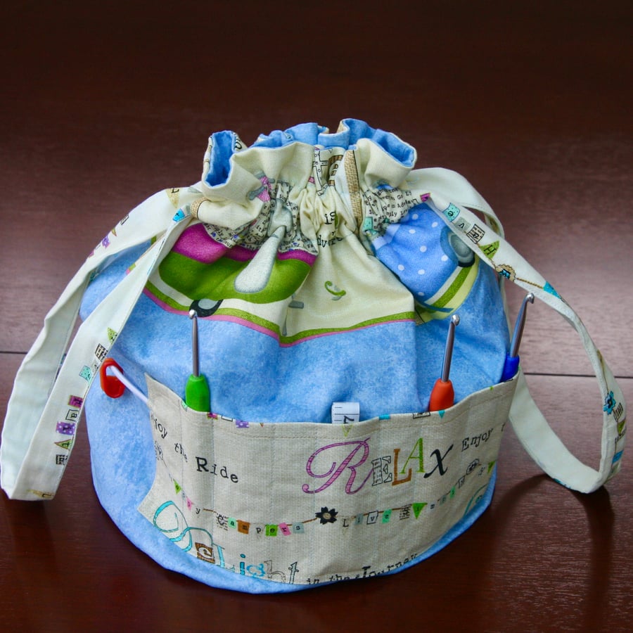 Large Reversible Drawstring Project Bag