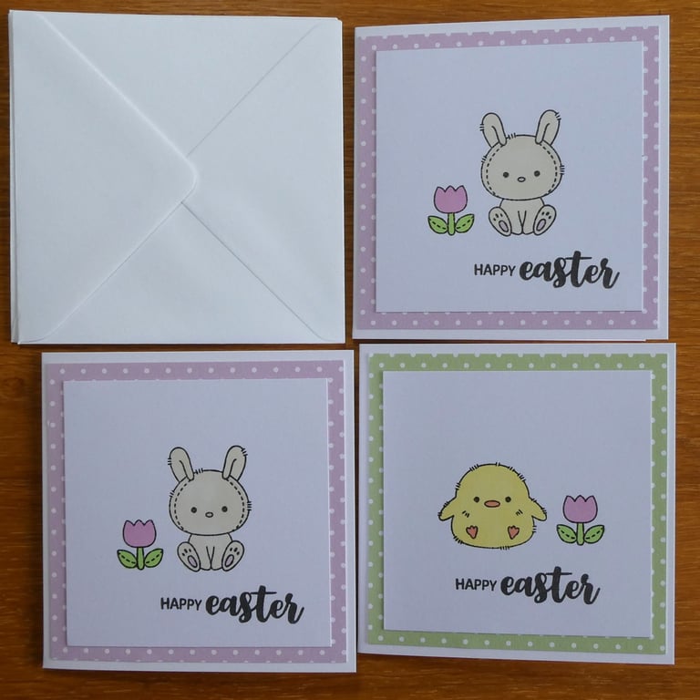 Pack of 3 Mixed Mini Easter Cards - Bunny and Chick