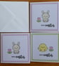 Pack of 3 Mixed Mini Easter Cards - Bunny and Chick