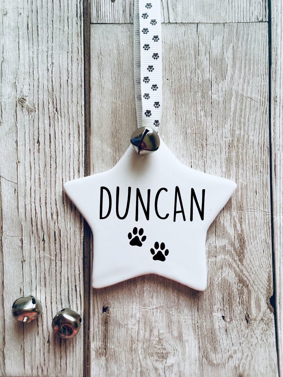 Dog christmas bauble, Ceramic hanging bauble, keepsake bauble, christmas ornamen