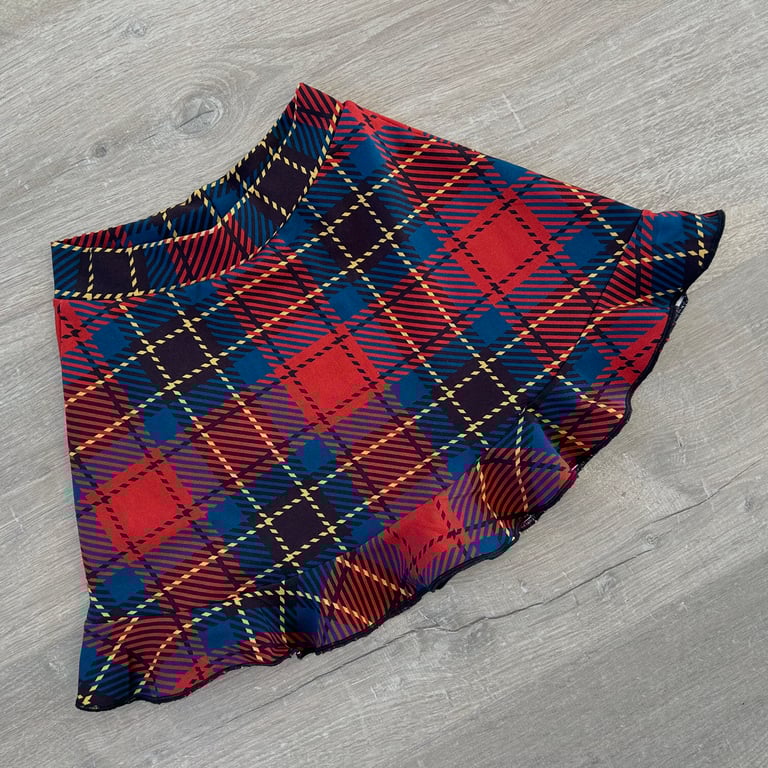 Tartan flounce jersey skirt in sizes 3 to 10 years