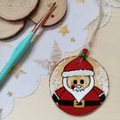Santa hanging woodslice decoration 