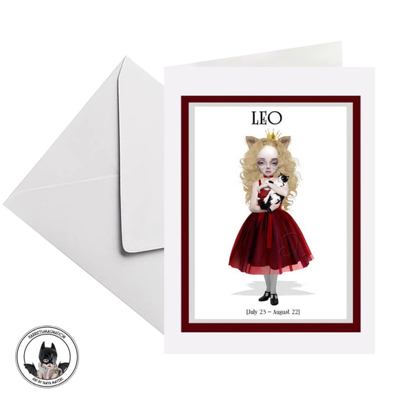 Leo Star Sign Card - Blank Birthday Card - Folksy