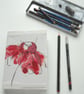 A6 free hand embroidered floral notebook - red echinacea - Image 3