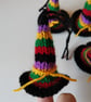 Hand Knitted Stripy Witches Hat, Hanging Decoration