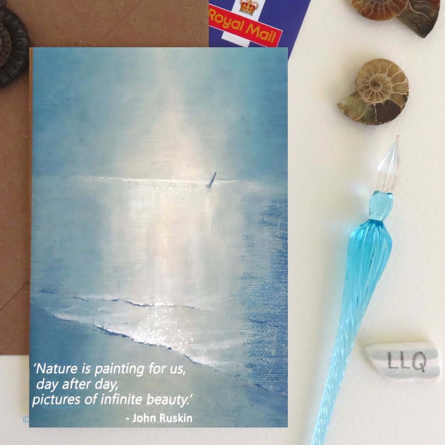 Inspirational quote card ruskin nature and beauty artist blank card plastic free