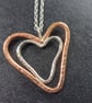 Nested Hearts Pendant, mixed metals, copper and sterling silver - Image 2