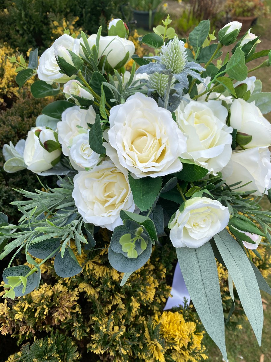 Boho thistle and rose wedding flowers, silk rose wedding flowers, Brides bouquet