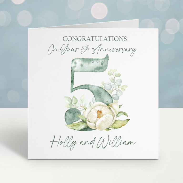 Handmade Personalised 5th Wedding Anniversary Card