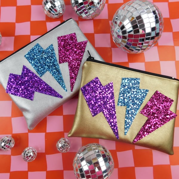 Glitter Lightning Bolt Coin Purse