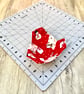 Small Fabric Patchwork Basket with Snowmen and Santa's - Image 9