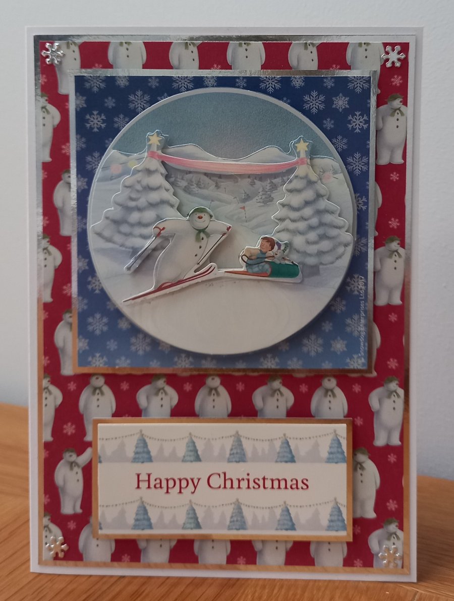 Snowman and Snowdog handmade Christmas card
