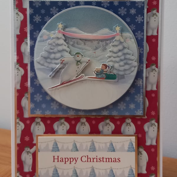 Snowman and Snowdog handmade Christmas card