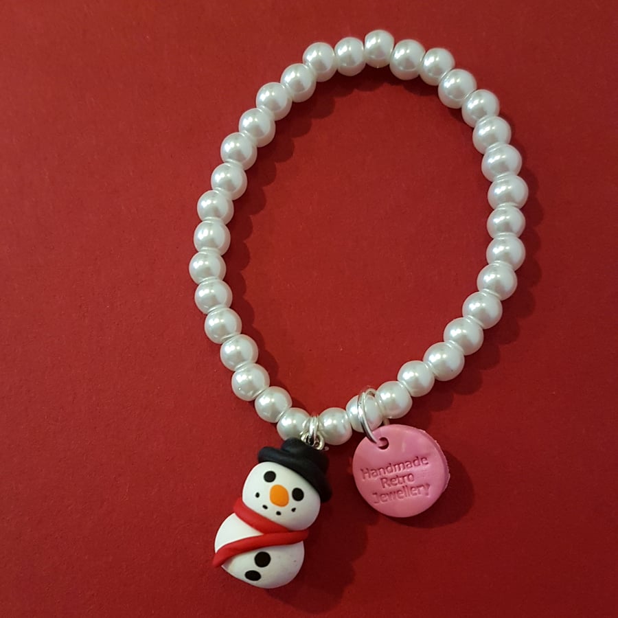 Christmas Snowman bracelet quirky, unique, handmade