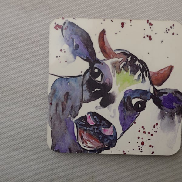 Colourful Silly Cow Coaster 9 cm x 9 cm