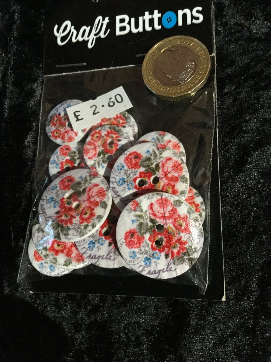 Craft Buttons Red Flower Bouquet (N.2)