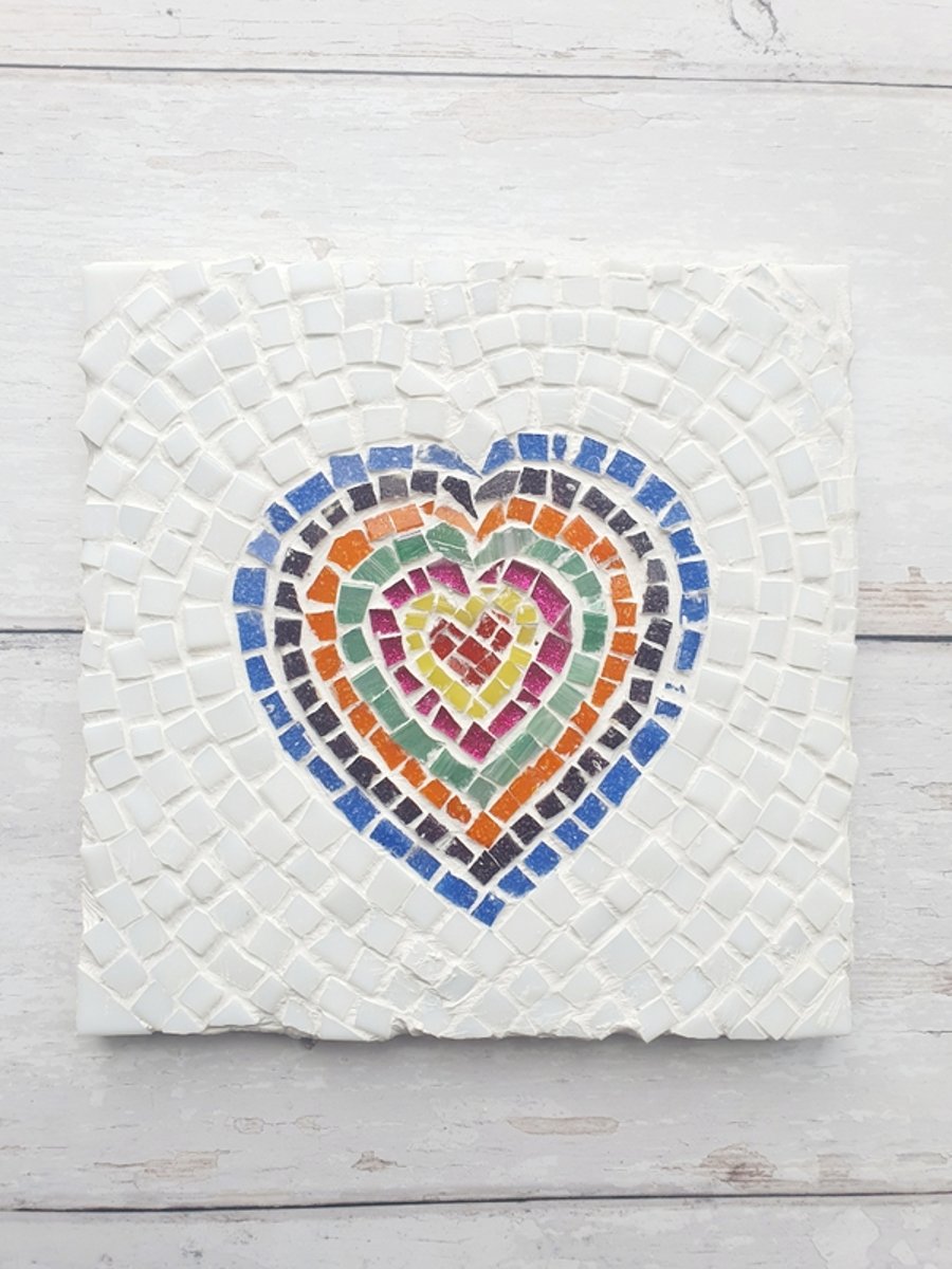 Heart Mosaic, Rainbow Heart, Heart Rainbow, Mosaic Heart, Heart Art, 