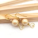 Preciosa Crystal Pearl Earrings-Yellow Pearl Drop Earrings 