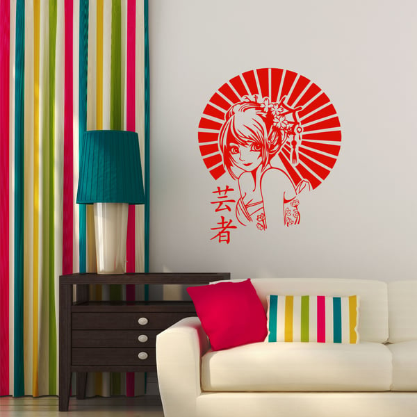 ANIME Geisha Oriental Girl Japan MANGA Japanese Décor Vinyl Wall Sticker Decal