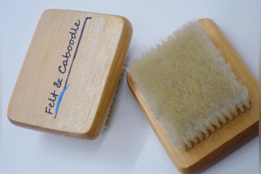 Needle felting wooden brush mat