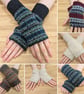 Patterned Shetland Wool Wrist Warmers Upcycled from recycled knitwear  - Image 10