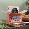 Dachshund Card. 3D Sausage dog box card, blank or personalised. Gift card holder