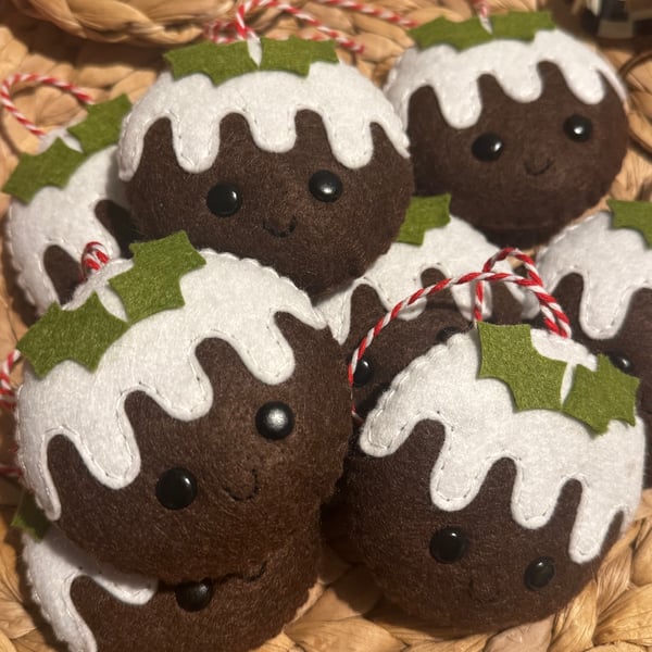 Hand Sewn Felt Christmas Pudding Decoration 