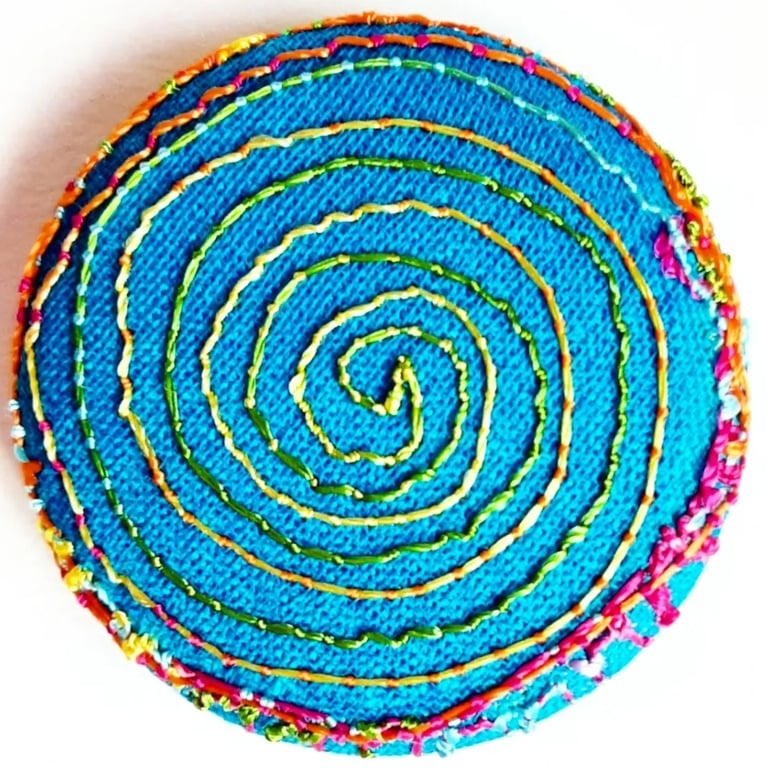 Buttons 1 inch button Hand Dyed Silks and Cottons Free Machine Embroidery Button