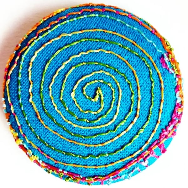 Buttons 1 inch button Hand Dyed Silks and Cottons Free Machine Embroidery Button