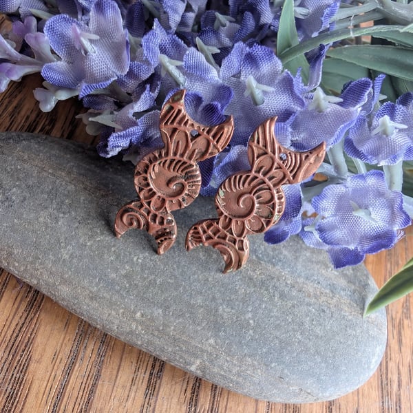 Triple Goddess Pair of Copper Charms