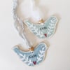 Painted Wooden Bird Hanging Decoration 'Calm'
