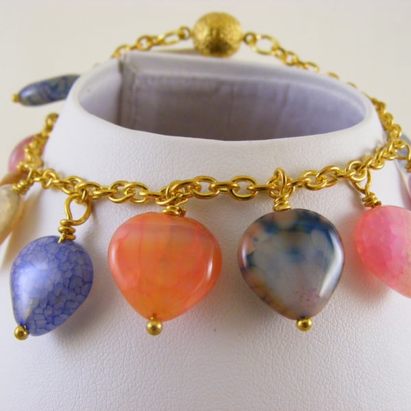 Agate Heart Charm Bracelet