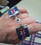 Upcycled Denim Bracelet with Union Jack Ribbon (British and Biker Vibes)  - Image 3