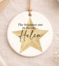 Personalised Memorial Hanging Ornament – Brightest Star Keepsake Christmas Decor
